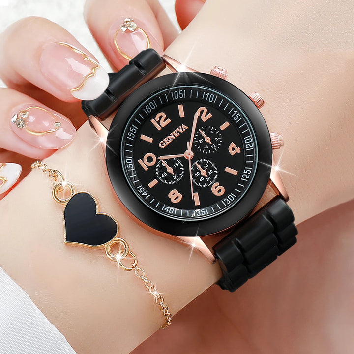 TimelessCharm 4-Piece Watch & Heart Jewelry Set